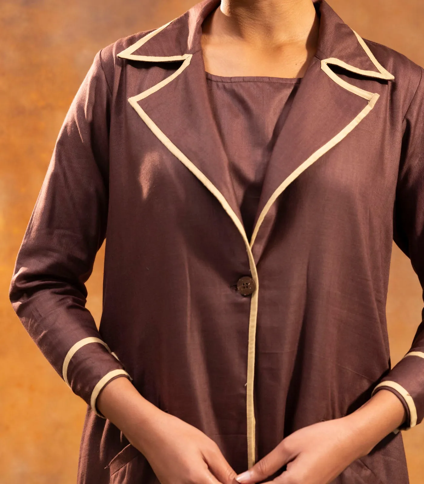 Walnut Brown Linen Jacket Dress