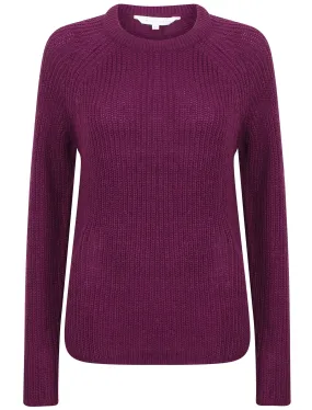 Willow Knitted Crew Neck Jumper In Grape Juice - Amara Reya