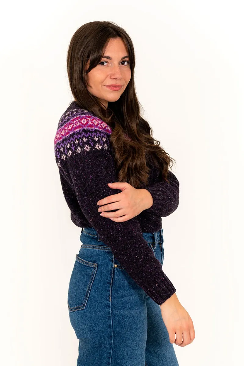 Womens Croft II Yoke Fair Isle Jumper - Purple