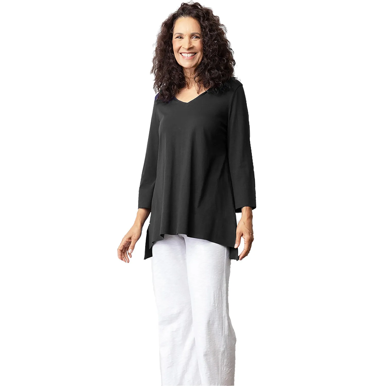 Women's Habitat 3/4 Sleeve Deep Hem Tunic Black