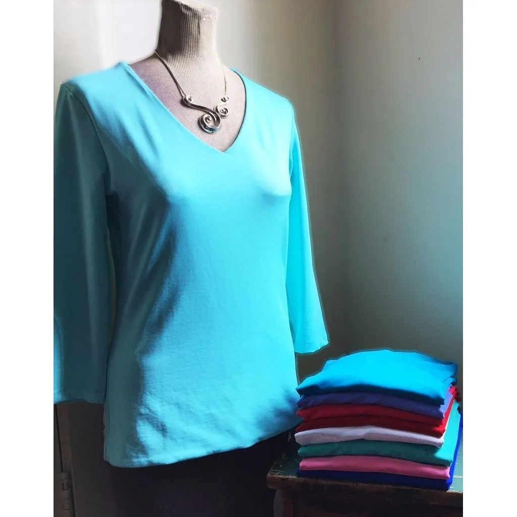 Women's Judy P | Smooth V-Neck Top | Eternally Turquoise