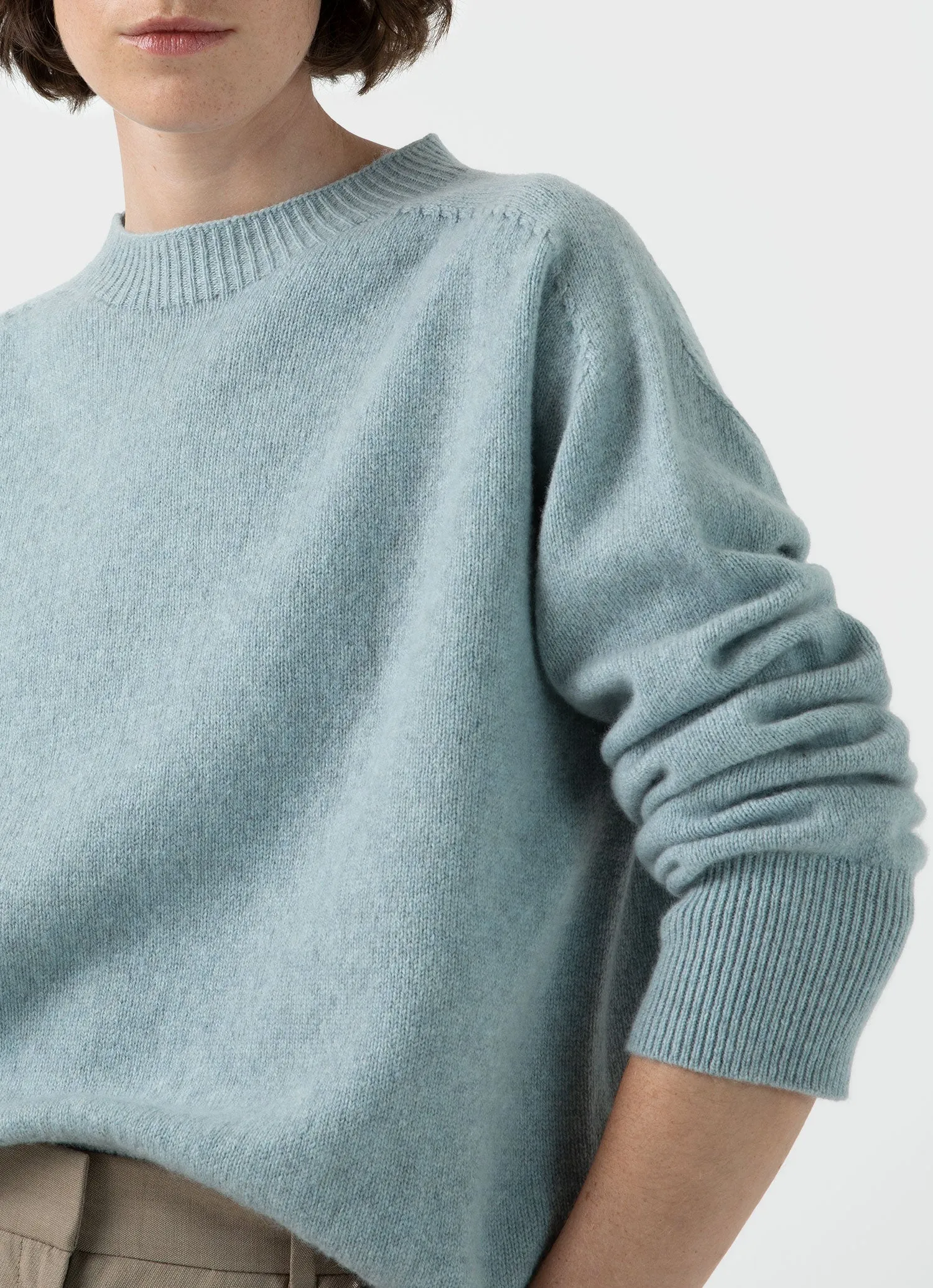 Women's Lambswool Crewneck Jumper in Blue Sage