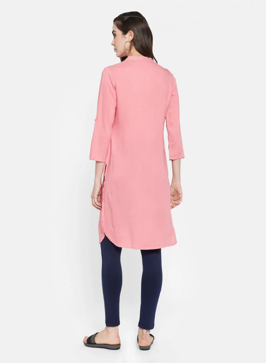 Womens Pink Plain Tunic