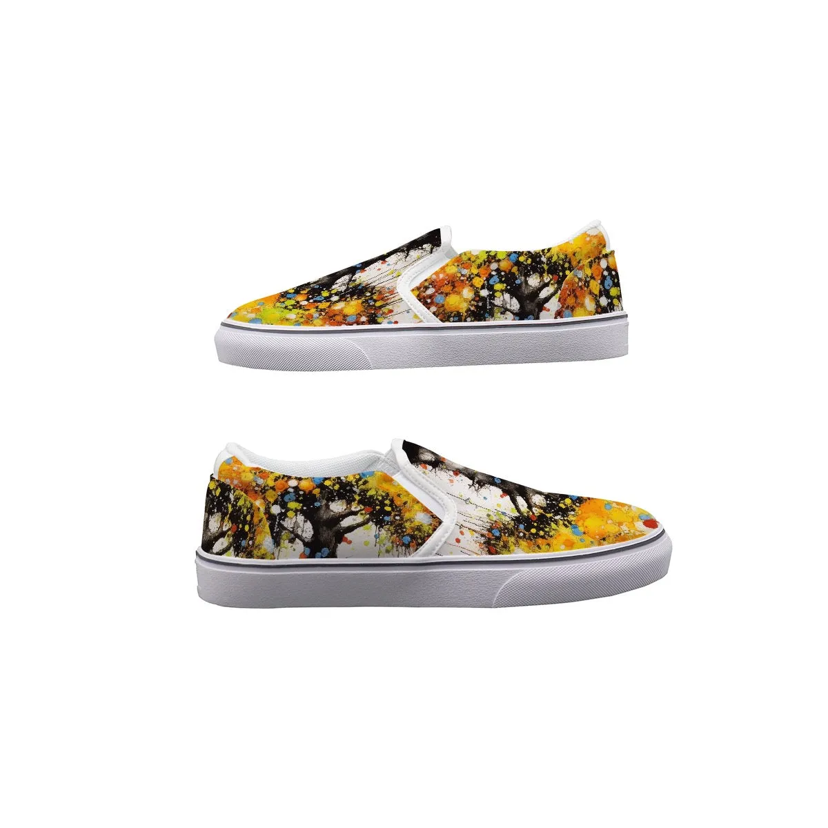 Women's Slip On Sneakers  231 colorful abstract, tree print