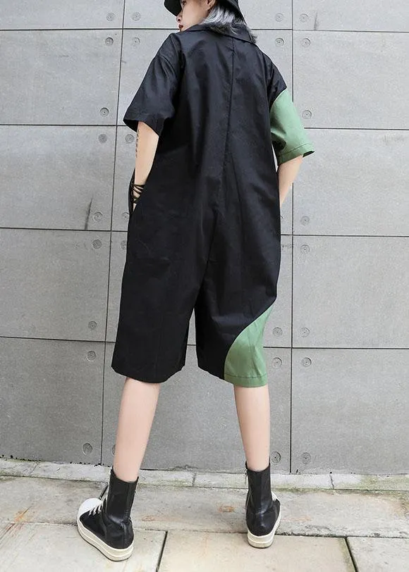 Women's summer patchwork jumpsuit loose ming harem pants