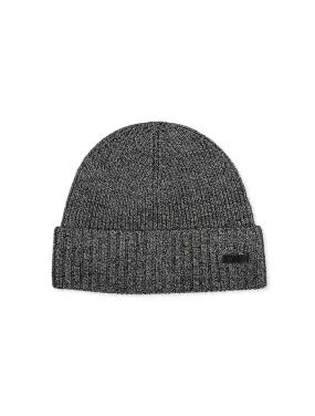 Wool Beanie with Logo Label Black