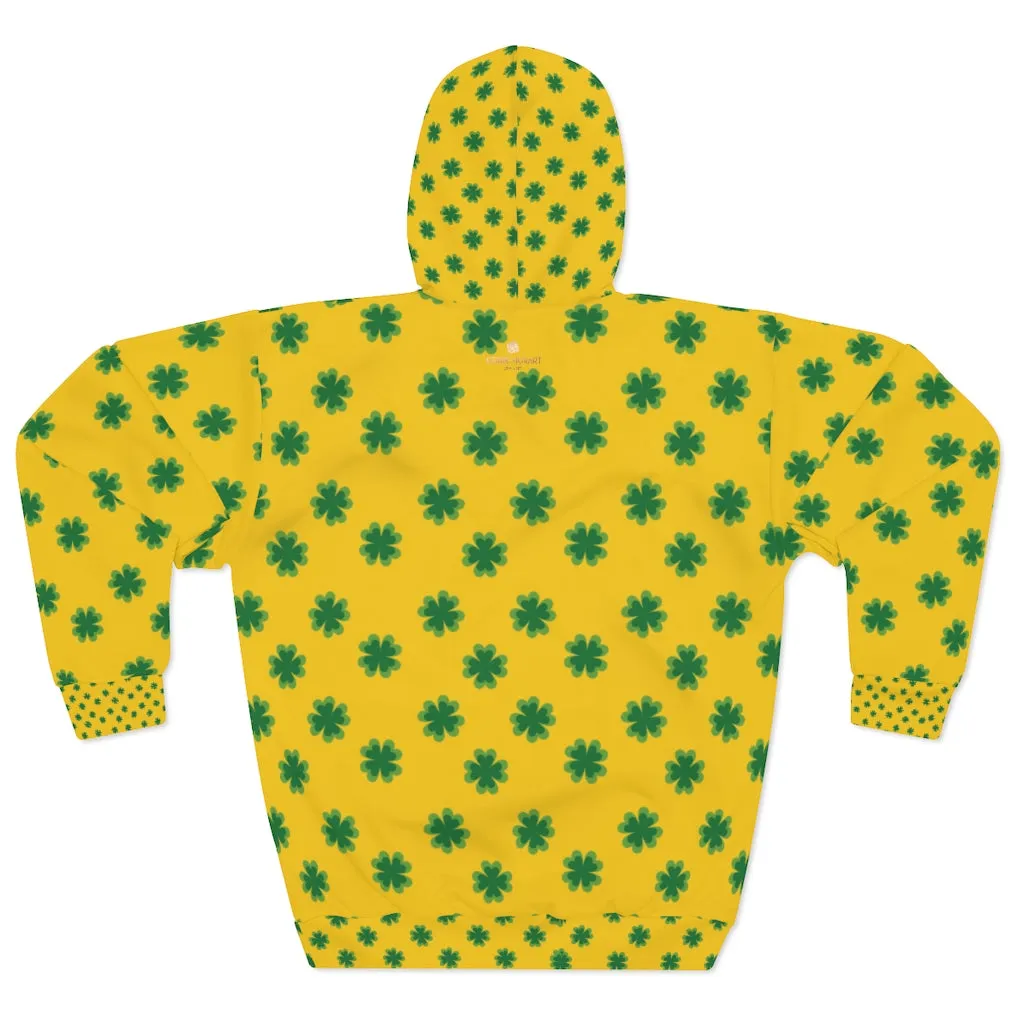 Yellow Green Clover Unisex Hoodies, Yellow Green Clover St. Patrick's Day Unisex Pullover Hoodie For Men/Women- Made in USA